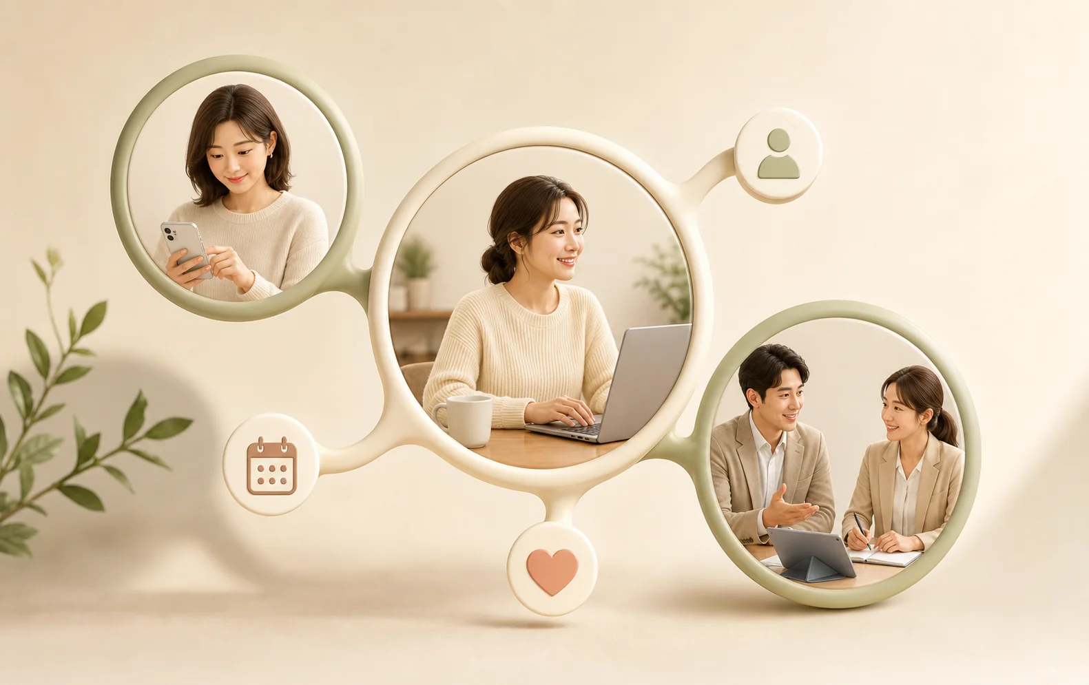 생활과 일의 연결을 보여주는 커리어 이미지